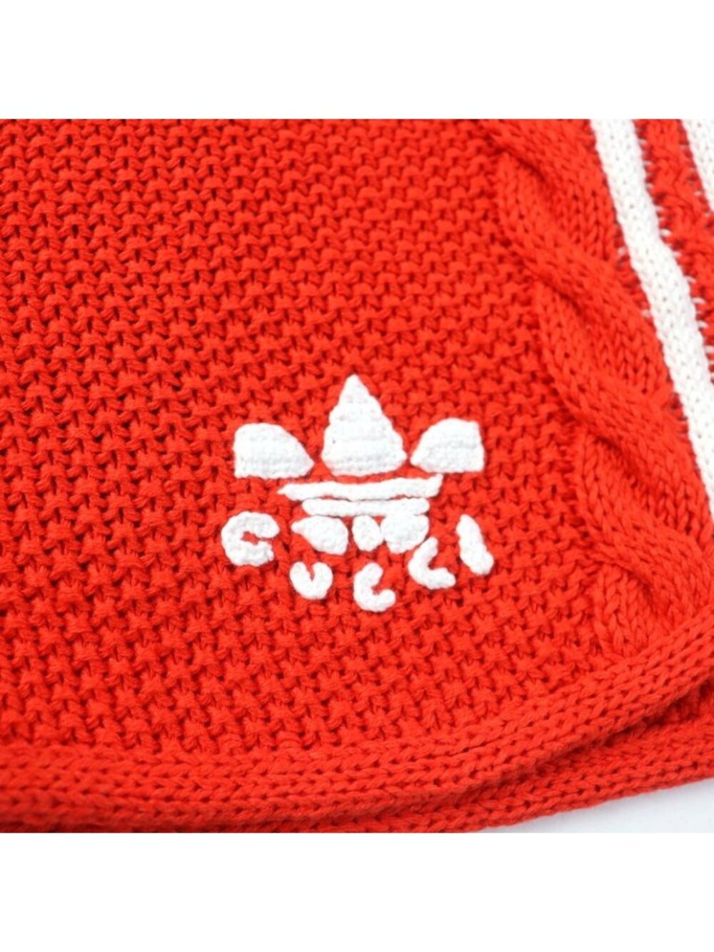 Gucci Adidas Linen Cotton Trefoil Embroidered Knit Shorts Orange - Picture 7 of 15